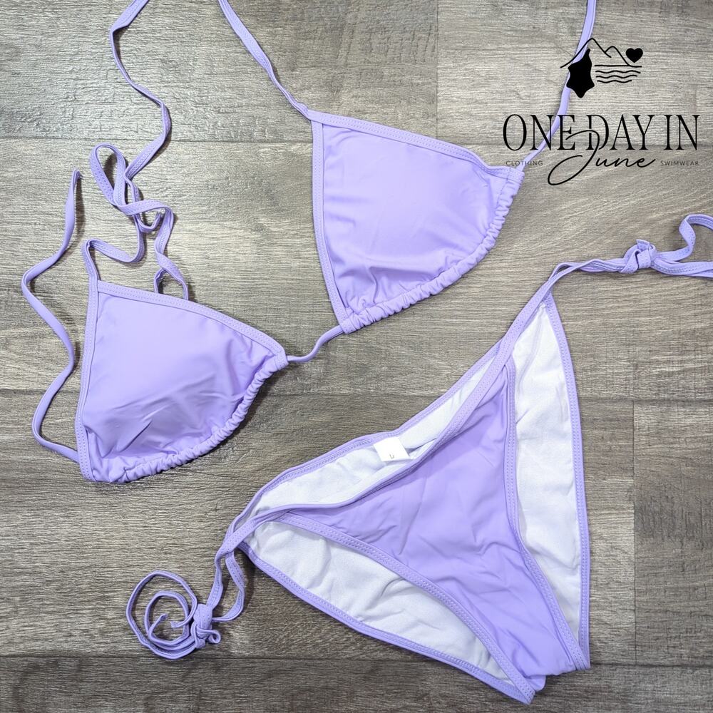 Aleumdr Halter Adjustable Triangle Bikini Swimsuit Size L